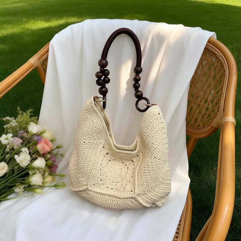 2026 Summer New Fashi Boho Crochet Bag for Women Large Capacity Hollow Knit Hobo Bag Casual Beach Vacati Women's Handbags