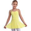 Girls Ballet Dance Dresses Front Ruched Sleeveless Backless Tulle Dress Warm-Up Practice Performance