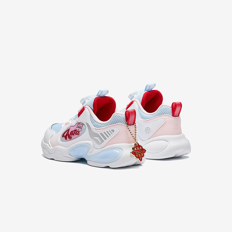Anta Kids Mesh Trendy Fashion Cute Light-Up Shoes Breathable Lightweight Shock Absorbing Low-Top Casual Shoes Kids Sneaker A22519904-4