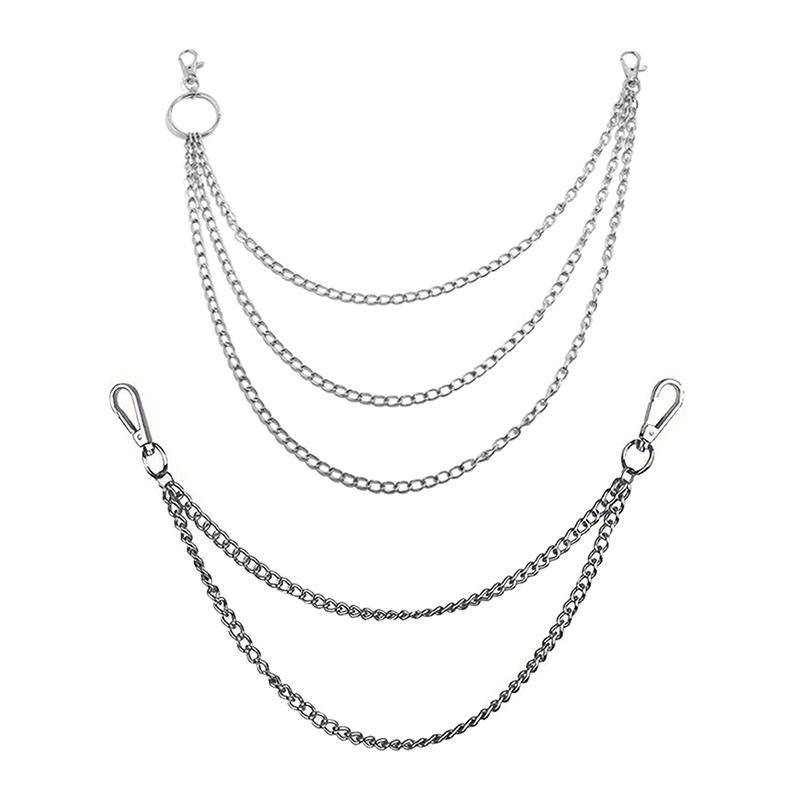 2/3 Layer Punk Hip-hop Long Metal Belt Chain - Fashion Multi-layer Trousers Waist Chain Keychain Men Women Streetwear Accessory