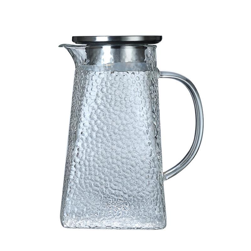 

Чайник для холодной воды из высокоборосиликатного стекла с узором «молоток», большой емкости, стеклянный, для сока, для холодной воды, с ручкой, прозрачный стакан 1200ml
