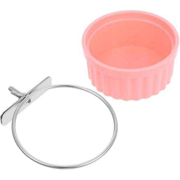 BESPORTBLE Bird Feeder Bowl Set Stainless Steel for Parrots Cats Dogs Small Pet Feeding Slip Pink