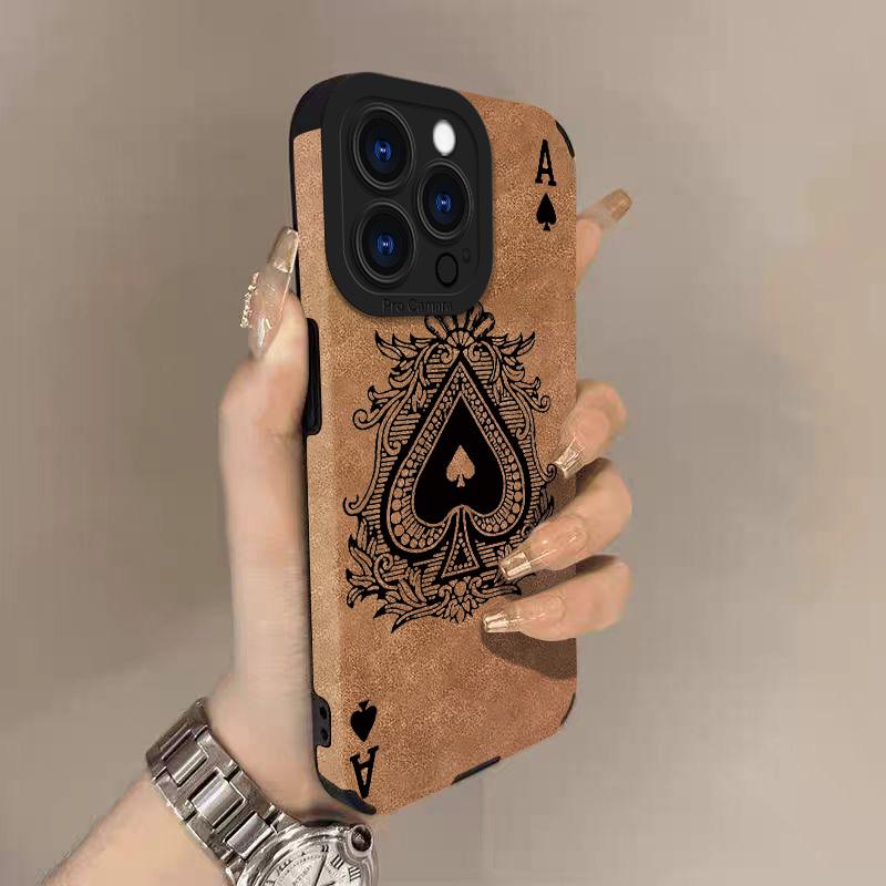 Spade A Lambskin Leather Phone Case For iPhone 17 Pro Max Air 16 16e 15 14 13 12 11 Pro Max Plus X XS MAX XR Back Cover