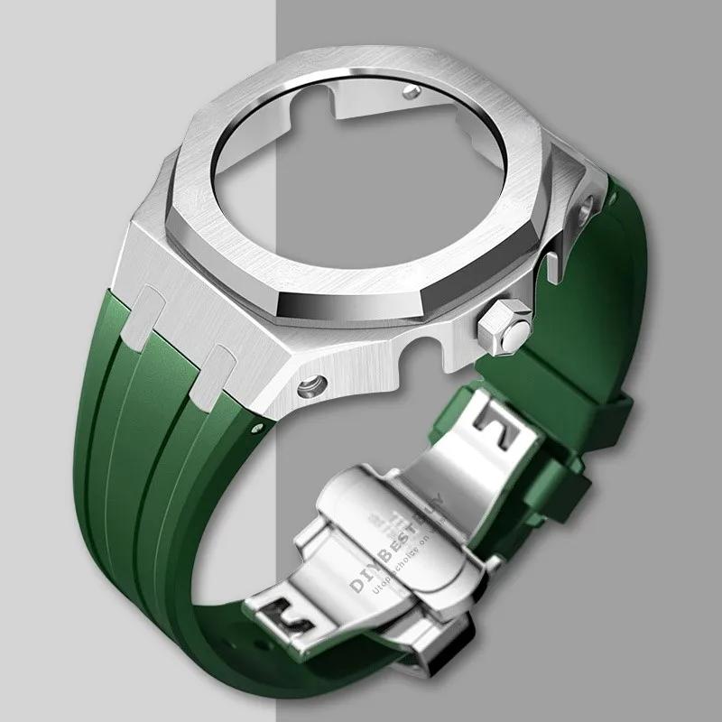 Ny Gen5 Casioak-fodral i rostfritt stål för G-Shock GA2100 Mod-kit Modifieringssats Metallram gummiband för GA2110 GAB2100