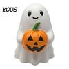 Hand Painted Resin Ghost Halloween Pumpkin Ornaments, Smiling Desktop Decorations for Home Exquisite Figurine Office Party Decor, Cute Healing