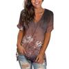 Summer V-neck 3D Coconut Tree Flowers Printed Top Fashionable Casual Short Sleeved Women's T-shirts