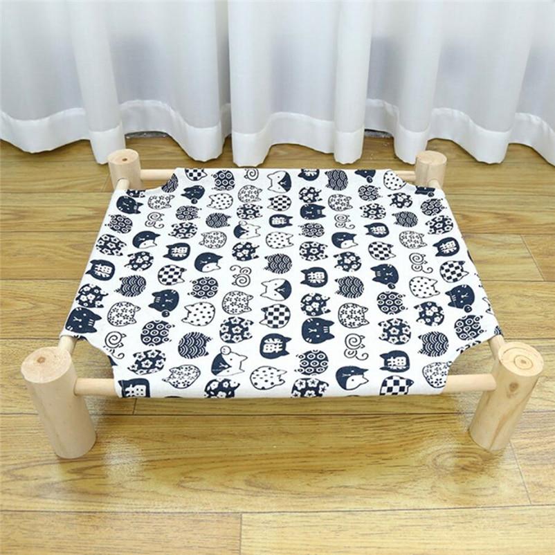 1Pc Elevated Cat Bed Pet Supplies Hammock Cat Square Washable Wooden Detachable Frame