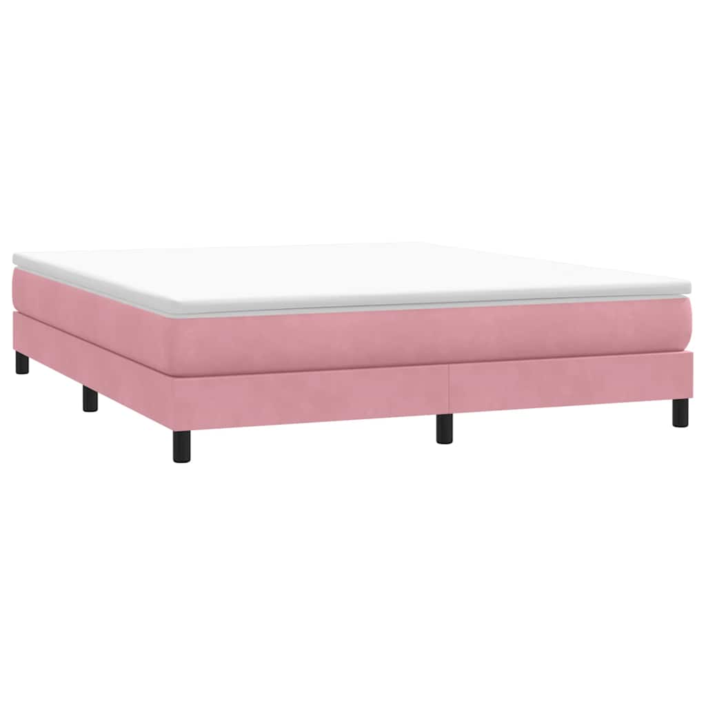 Łóżko Typu Box Spring Bez Materaca Różowe 180X210 Cm Aksamit