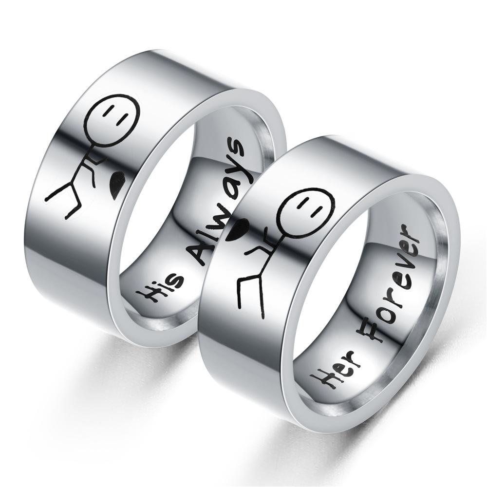 Unisex Stainless Steel 'I Love You' Hand In Pattern 6MM Width Couple Rings  Jewelry Gifts For Lovers