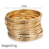 Bohemian-Style 12-Piece Multi-Layer Alloy Bracelet Set for Women