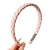 Yousheng Women Thin Headband Anti-Slip Design Plaid Pattern Elastic Fit Hair Hoop Soft Sponge Filling Hair