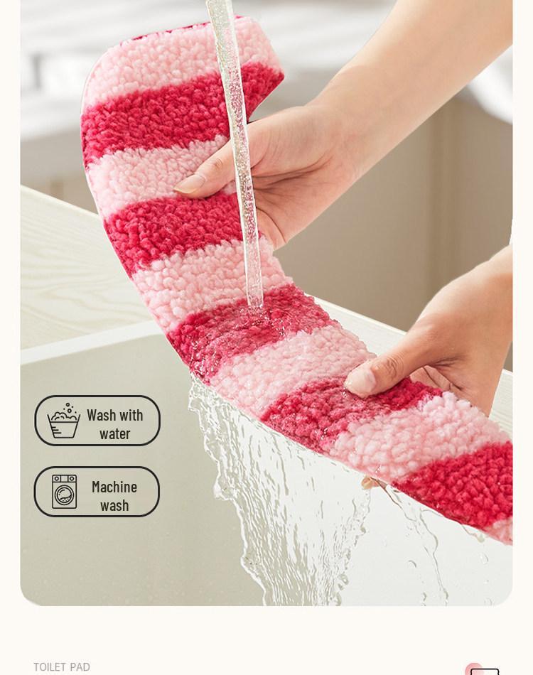 Dopamin-Streifen Winter Plüsch Toilettenmatte & Universelle Toilettensitzauflage