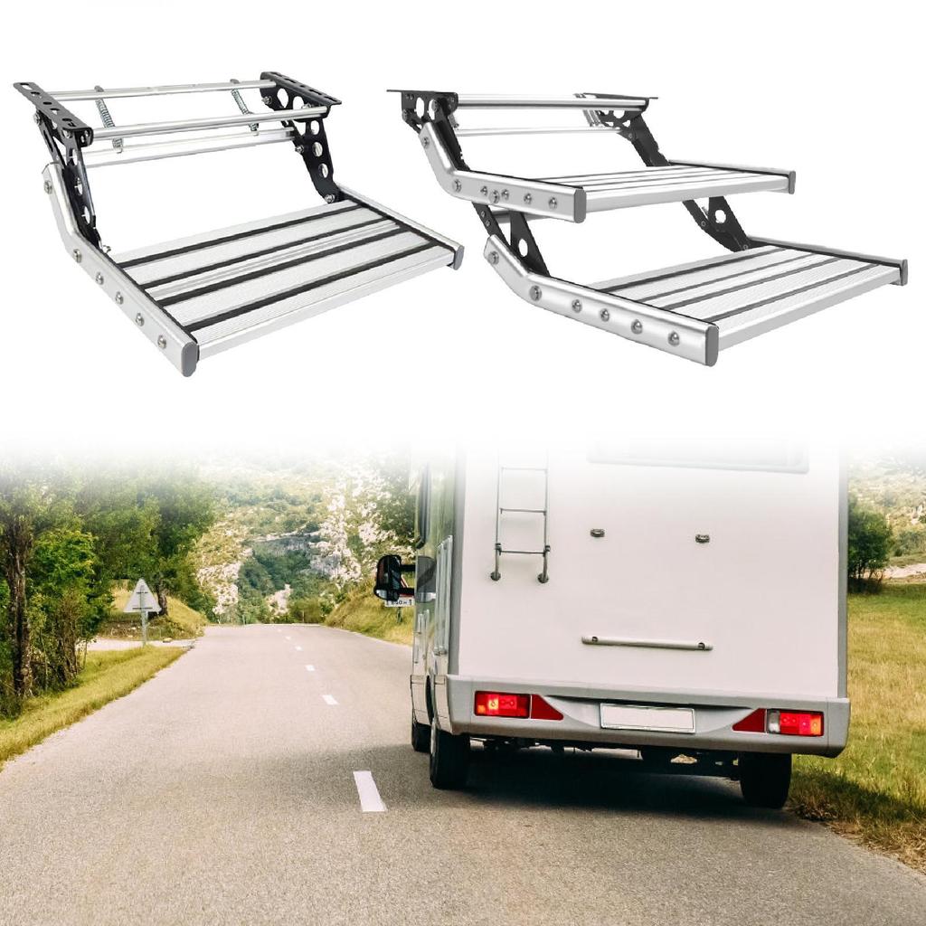 Foldable Step for RV Travel Trailer Lightweight Aluminum Accessory Safe Use