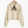 Women's Red Cable Knit Tie-Up Lapel Cardigan - Retro Long Sleeve Sweater Coat for Autumn/Winter