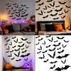 3D Fledermäuse Halloween Dekorationen Realistische Gruselige Fledermaus Aufkleber Wanddekorationen DIY Partyzubehör mit Flexiblem Gefaltetem Flügel für Ladenpräsentationen, Schulen,
