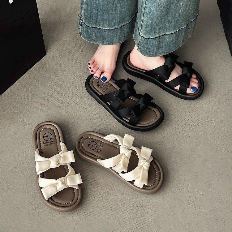 Popular Fashion Style Bow Cool Slippers Women's Models In the Summer of 2025 New Models Wear Versatile and Comfortable One-word Drag Tide