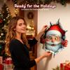 Christmas Wall Stickers Removable  Santa Claus Breaking Through Wall 3D Creative Art Decor For Xmas Holiday Party Supplies