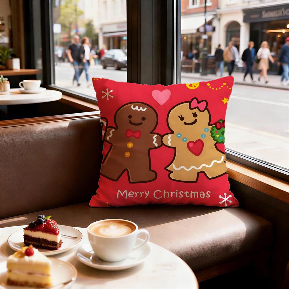 Festive Adorable Ginger Bread Cushion Cover Decorative Cushions Covers Cover Sofa 50x50 Pillow 4 Piece 45x45 40x40 Pillowcase