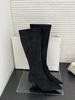 European and American temperament versatile and thin pointed suede high-heeled boots