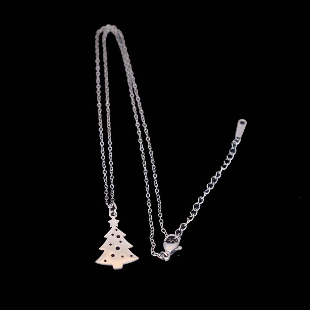 Hot-Selling Luxury Christmas Tree Necklace for Women - Stainless Steel, Perfect New Year Gift