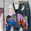 Women's Autumn/Winter Cozy Handmade Embroidered Cashmere Openwork Knit Cardigan Sweater