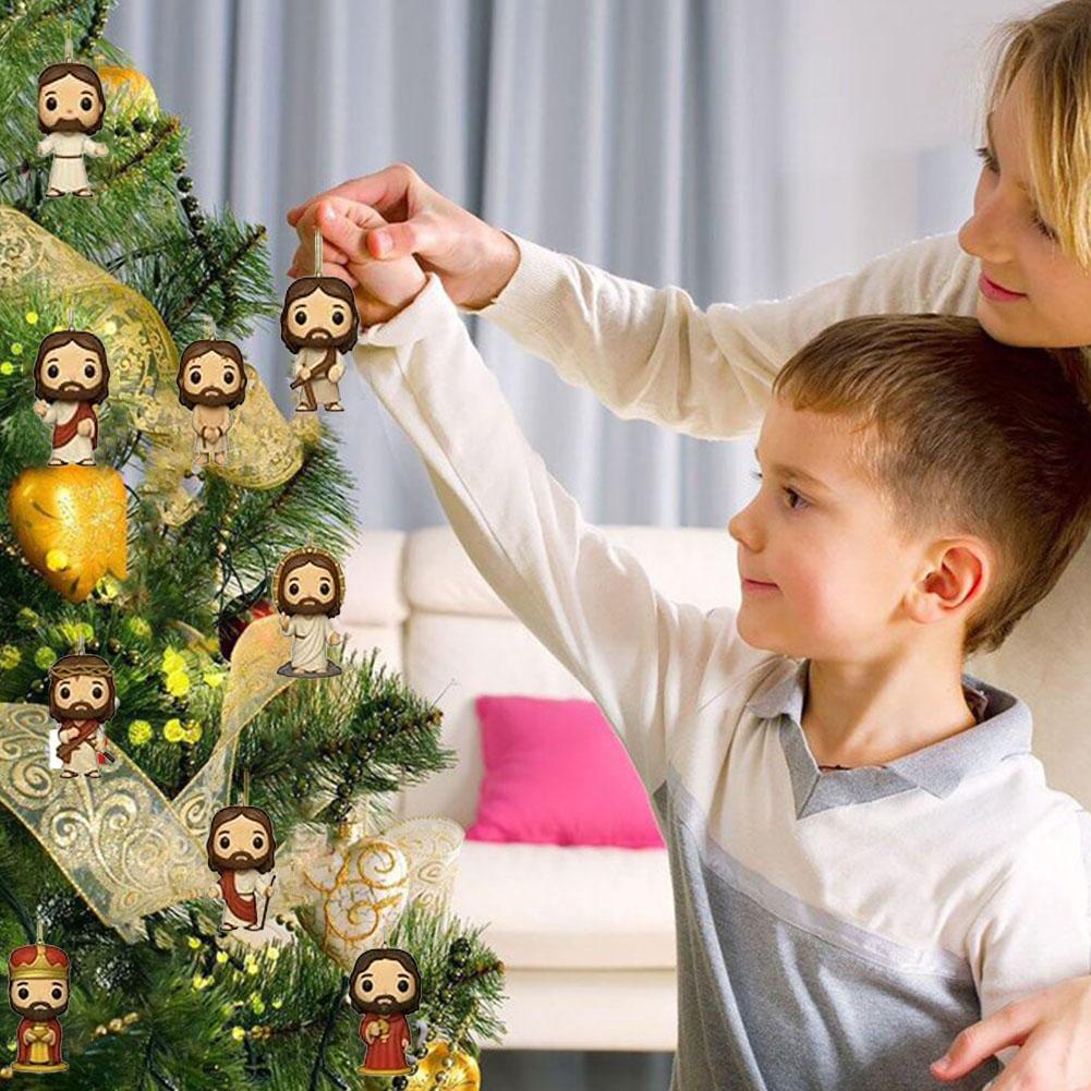 Christmas Advent Calendar Countdown Blind Box Pendant Christmas Tree Decorations 2D Flat Acrylic Cartoon Shaped Pendant