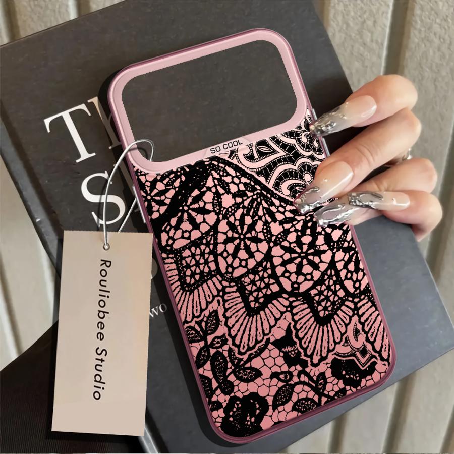 Fashion Black Lace Case for iPhone 17 Pro Max 13 Pro Air XR 12 XS 16 15 Plus 14 11 Back Phone Cover