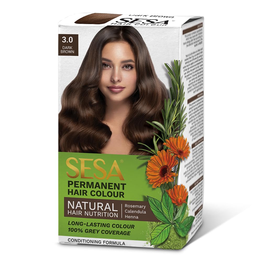 SESA Dark Brown 3.0 Hair Colour For Men And Women 118ml Pack Of 1 Covers Grey Adds Shine Long Lasting Soft Glossy Finish Hair Dye