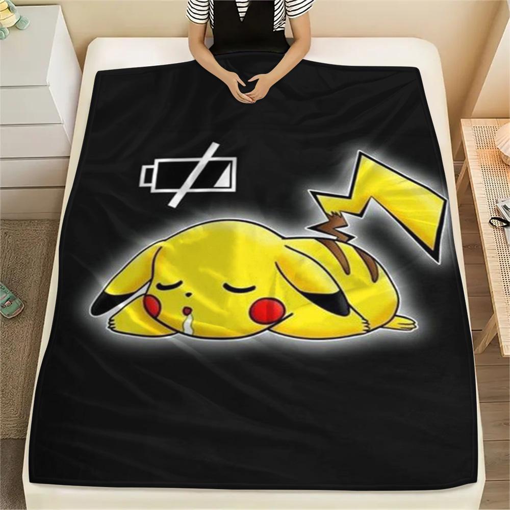 Pikachu Decorative Print Flannel Blanket Warm for Bed Sofa Travel and Home.-TING