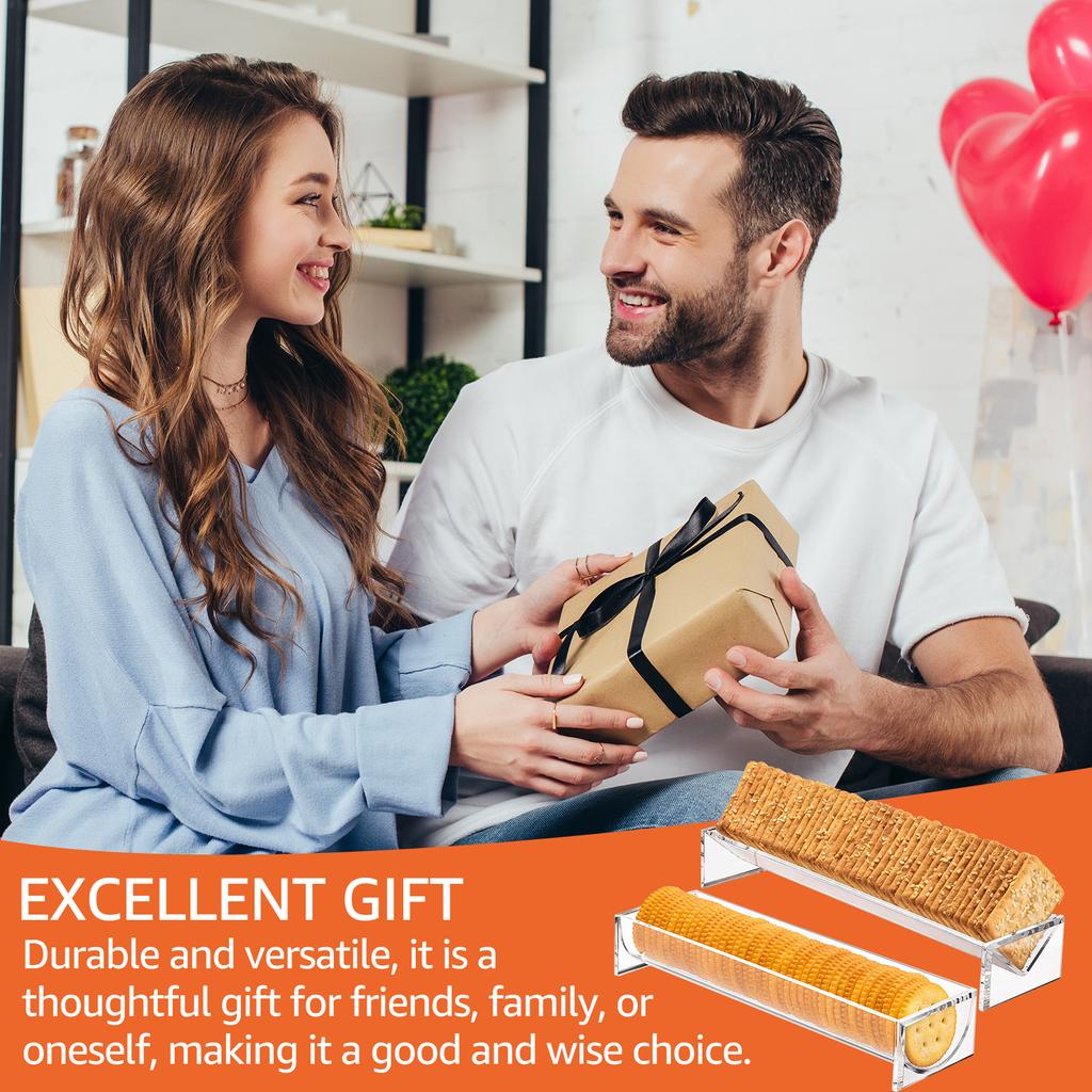 2Pcs Acrylic Food Display Stands Rectangular Clear Cracker Holder for Wedding Home Party Events Serving Snacks Donuts Bread