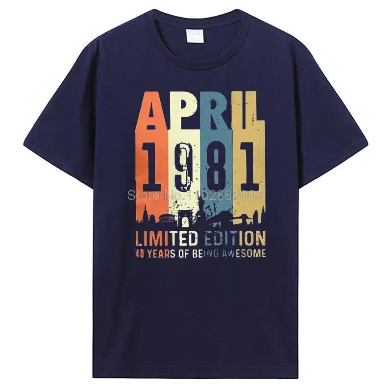 Vintage Tillverkad 1981 Alla Originaldelar Födelsedags-T-shirt Jubileums-T-shirt Oversized Unisex Kläder T-shirts För Unisex Streetwear