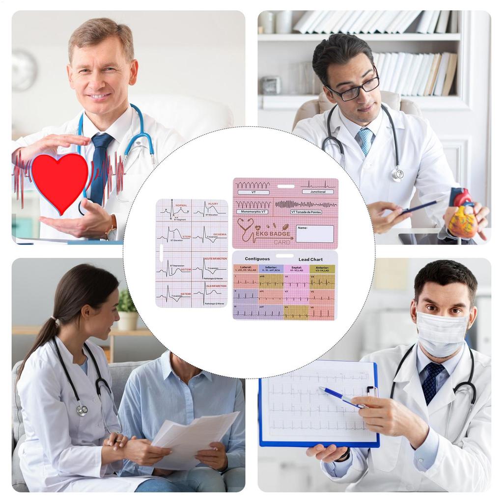Ekg Card Nurse Badge Reference Cards Cardiac Accessories Supplies 3 Piece Reference for Icu Er Telemetry Rn Clinicals Work