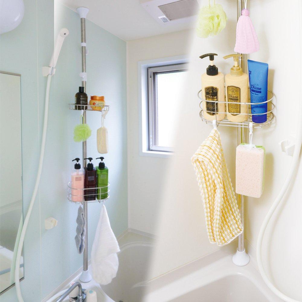 IRIS OHYAMA Bathroom Tension Stainless Height Rack, Steel, Expandable, 140-190cm, BLT-19S