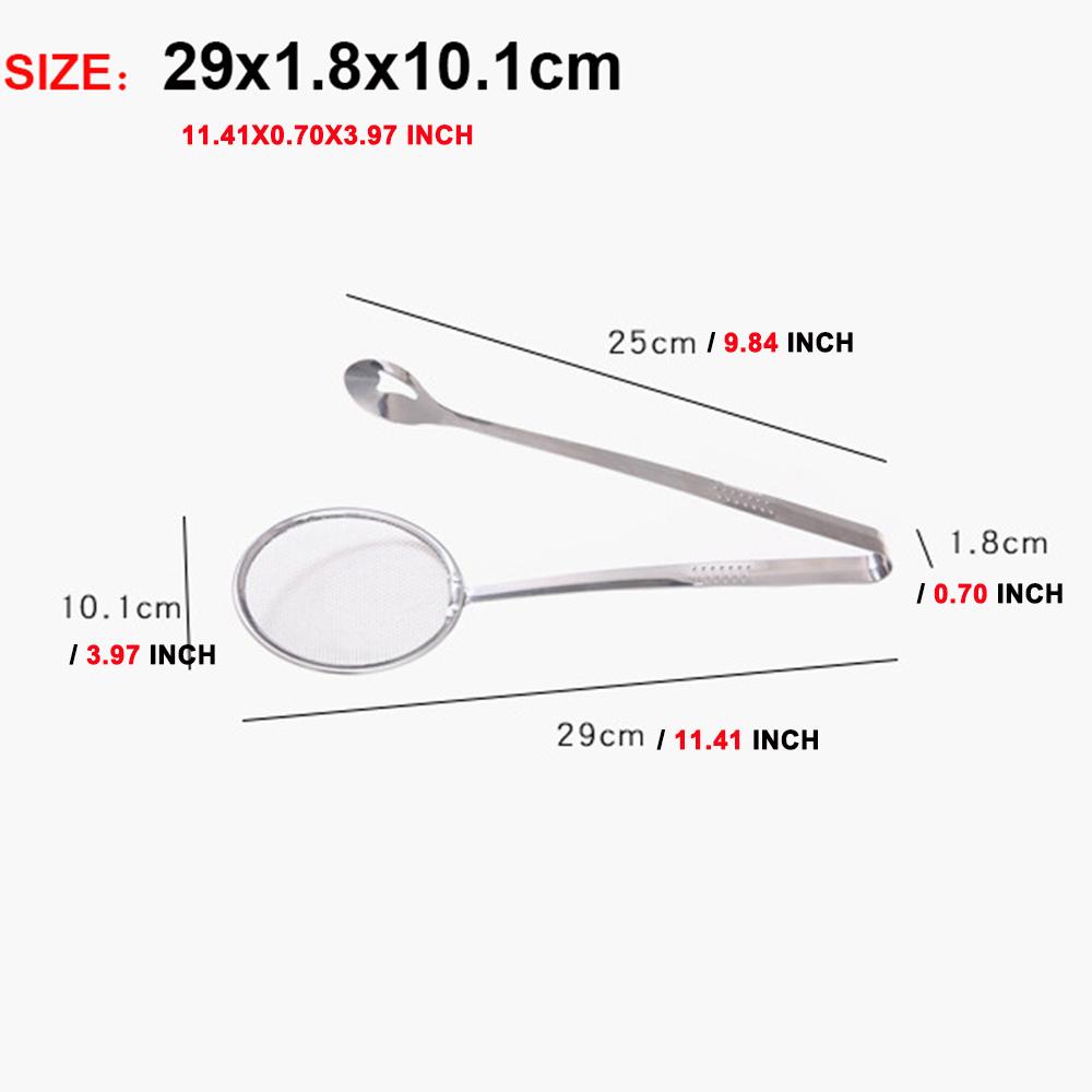 1PCS  2-in-1 Kitchen Multi-functional Stainless Steel Clamp Strainer Filter Spoon With Clip Food Kitchen Oil-Frying Salad BBQ Filter