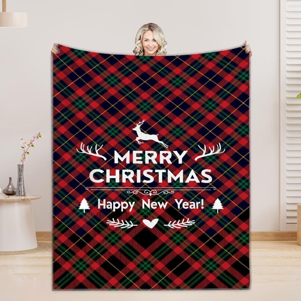 Merry Christmas Reindeer Snowflake Flannel Blanket-Bed Blanket&Throw Blanket Soft Comfortable, Ideal for Home Decoration Gifting
