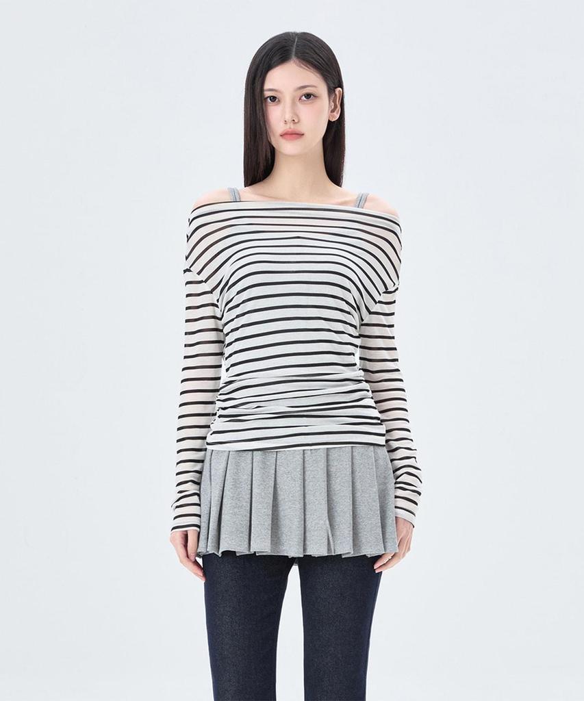 MIXXO Striped Cowl Neck T-Shirt_Miwlwg90Ss