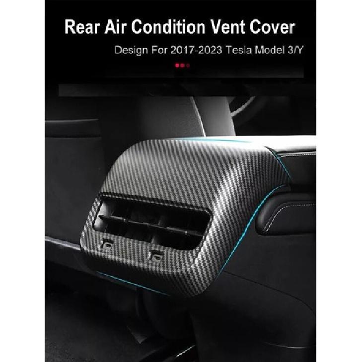 Carbon Fiber Rear Air Vent Outlet Cover Trim Matte For Tesla Model 3 Y 2017-