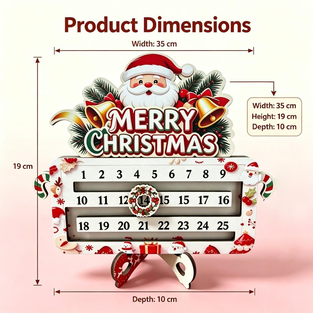 Christmas 25 days Countdown desktop calendar decoration red