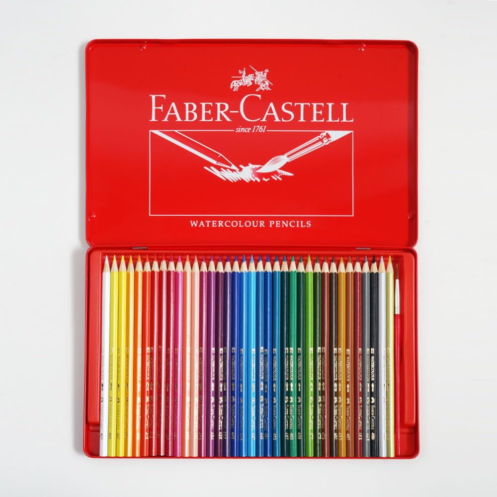 Faber-Castell Watercolor Pencils, 36 Colors, Red Tin FC115937ffa