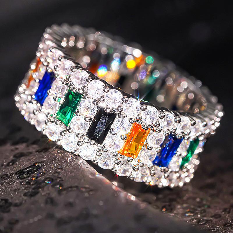 CopperShiny Cubic Zircon Women Rings Female Daily Wear Stylish Colorful Rings Anniversary Girl Gift Jewelry