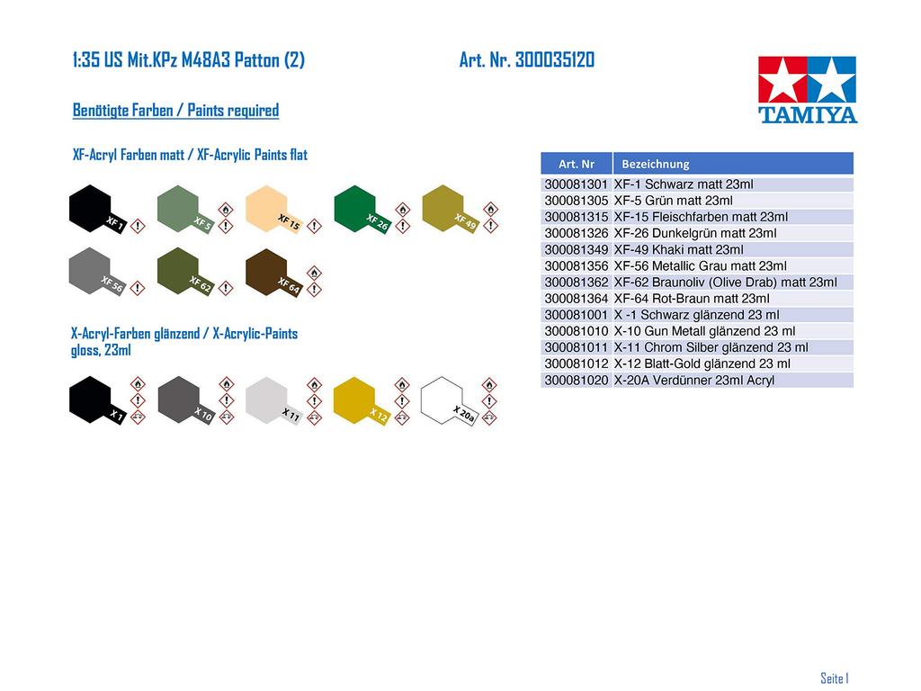 Tamiya 1/35 Military Miniature Series No. 120 U.S. Army M-48A Patton Tank Plastic Model 35120