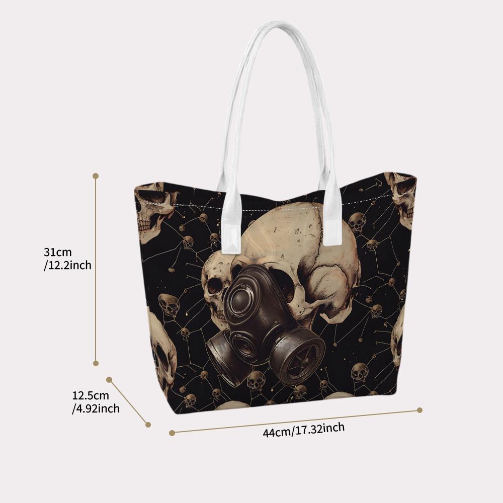 Gothic Skull Tote Bag Fashion Large Capacity Daily Carry Shoulder Bag for Outdoor Shopping