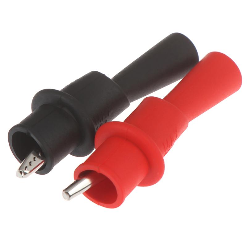 2Pcs Insulated Multimeter Test Lead Meter Alligator Clip Crocodile Clamp Probe