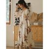 24 Autumn New Women's Rayon Satin Sweet Mori Fruit Outwear Print Cardigan Long Sleeves Home Nightdress