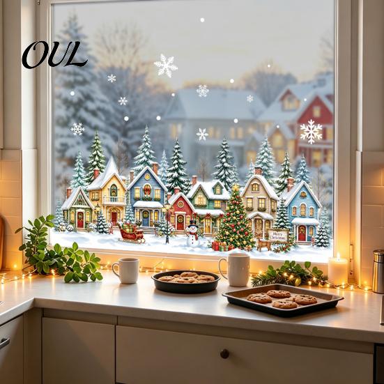 Reusable PVC Stickers Christmas Static Window Clings, Glass Stickers, Xmas Winter Snowflake Decals Festive Shop Display for Home Store Holiday