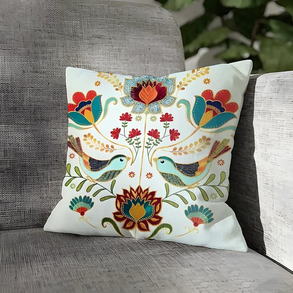 Natural Plant Bird And Flower Prints Pillow Case Linen Pillows Case Cushions Case Sofa Pillows Case Decor Home
