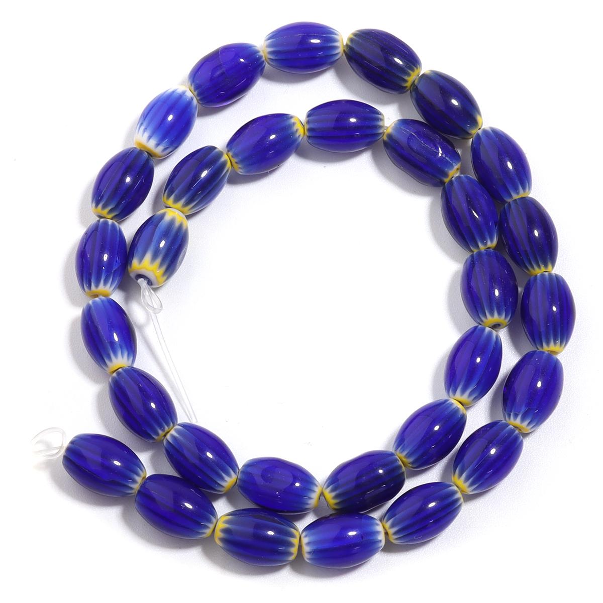 

1 Strand Oval Lampwork Beads Multicolor Stripe Glass Loose Beads For Jewelry Making DIY Crafts Necklace Bracelets Accessories 6X9mm apx 38pcs