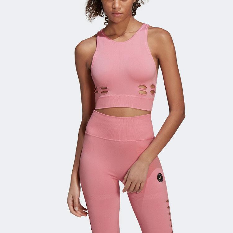 adidas X Stella McCartney Zusammenarbeit Einfarbig Zerrissenes Stretch Crop Sport Tanktop Damen Tops Rosa HD9071