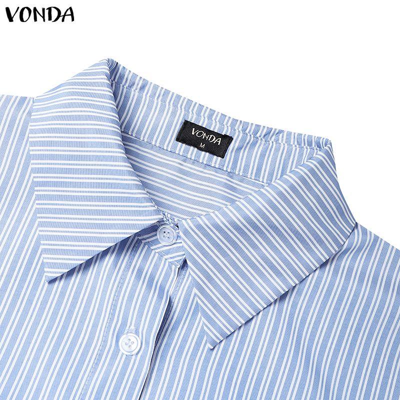 VONDA Two Piece Suit Women Short Sleeve Lapel Neck Tops and Pleated Mini Skirts Sets