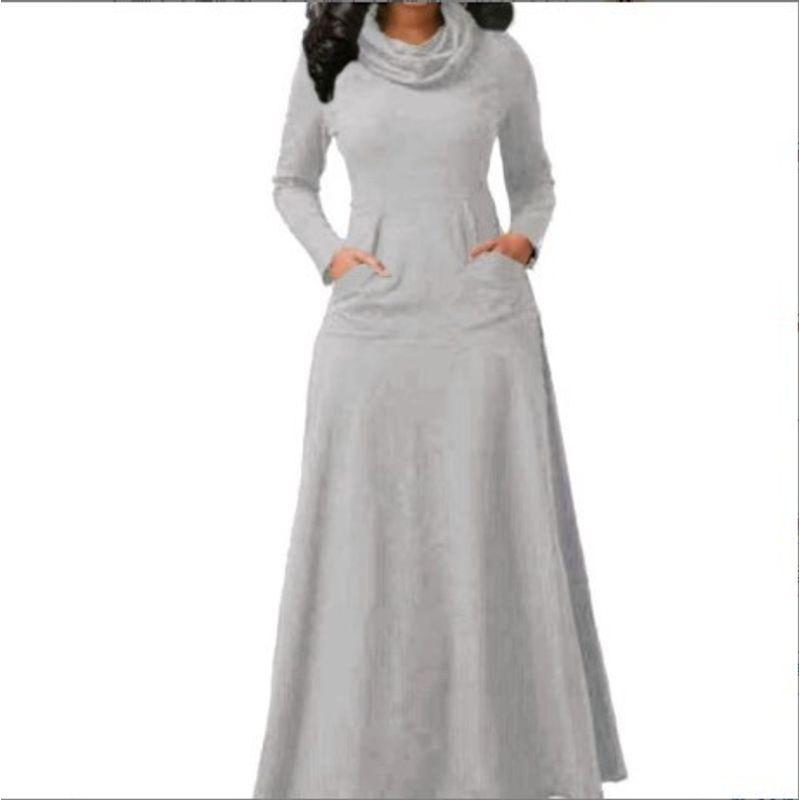 

2023 Однотонное платье с лоскутным узором, шарф-подол, платье-свинг Light gray 3XL